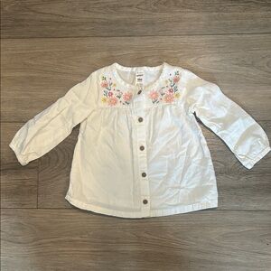 NWOT Carter's White Button Down Shirt with Floral Design Size 18 months